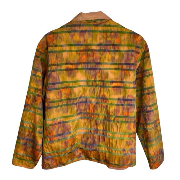 MYCRA PAC One Designer Orange Rain Jacket Coat Striped Zip Up Womens Petite - Picture 2 of 7